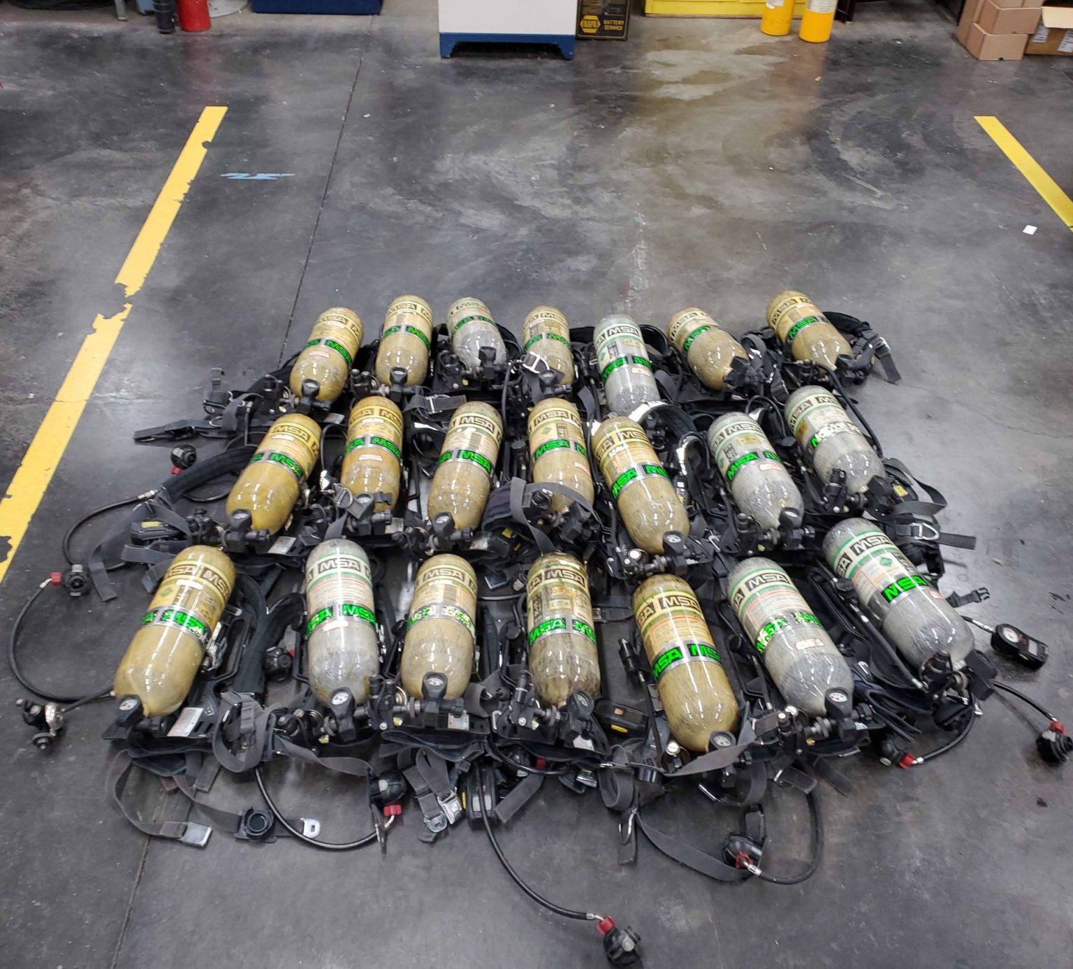 21 Complete MSA Air packs with bottles (A2530) Fenton Fire